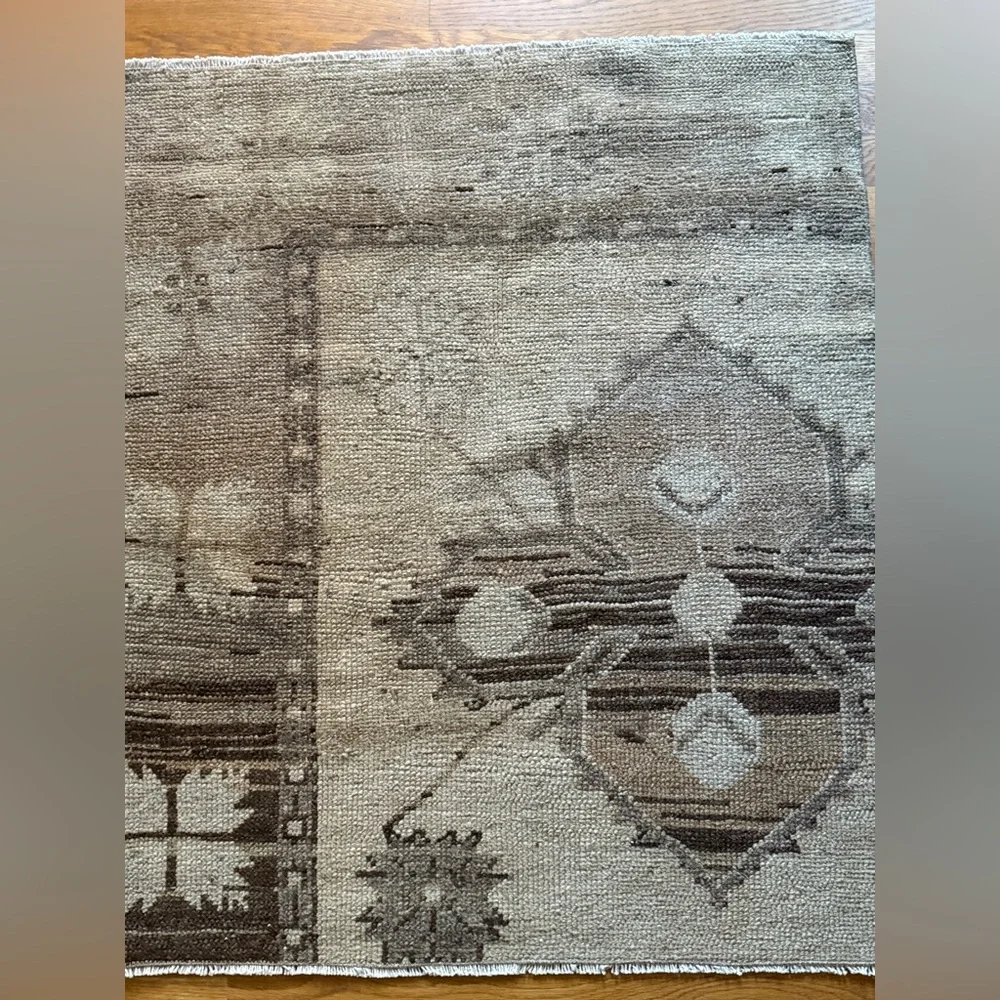 Neutral Vintage Tribal Bohemian Turkish Rug Doormat